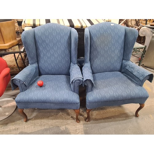 1030 - Two lovely  blue wingback vintage armchairs. From the fabulous house at 71 Marlborough Road, Dublin ... 