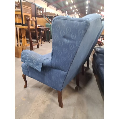 1030 - Two lovely  blue wingback vintage armchairs. From the fabulous house at 71 Marlborough Road, Dublin ... 