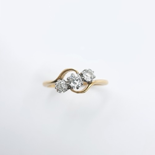 508 - Super Star Lot : An outstanding three stone diamond ring. Estimate combined weight of diamonds is 1 ... 