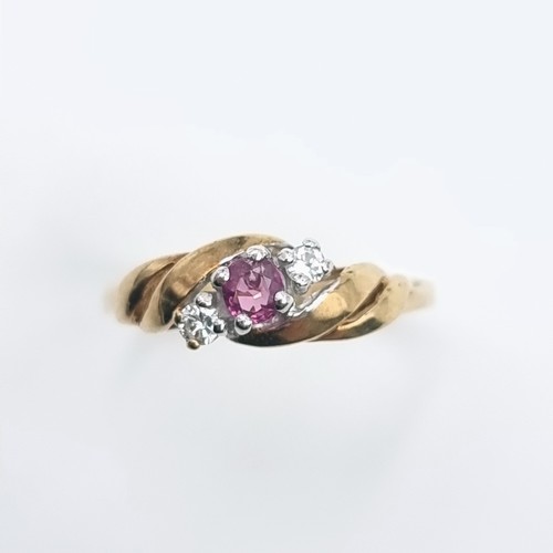 510 - Star Lot : An attractive vintage nine carat gold ruby and diamond ring. Size - Q. Weight - 1.66 gram... 