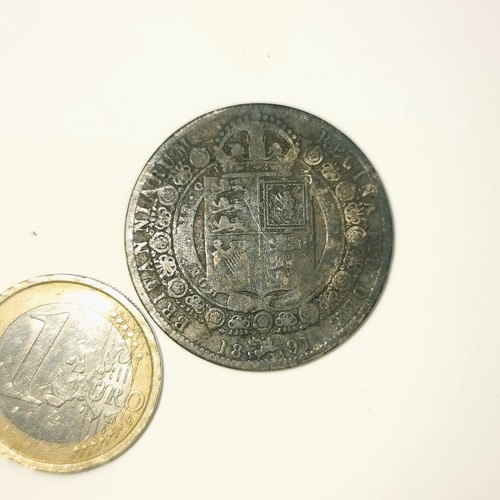 524 - A Victorian silver half crown dated 1891. (Jubilee year)