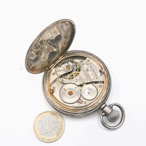 1036 - An antique English sterling silver Waltham half hunter pocket watch.