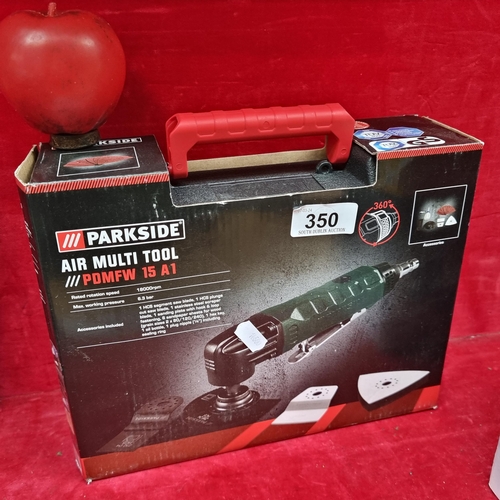 350 - A brand new Parkside Air Multi Tool, model PDMFW 15 A1, complete with essential accessories included... 