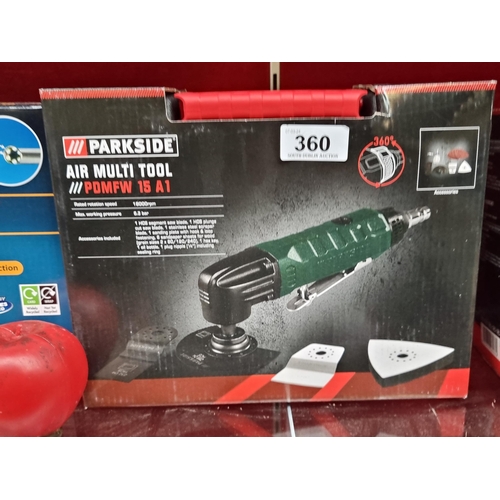 360 - A brand new Parkside Air Multi Tool PDMFW 15 A1, boxed with accessories.