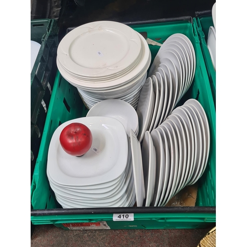 410 - A large box of commercial quality white Royal Genware dinnerware.