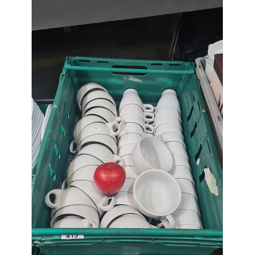 413 - A large box of commercial quality white ceramic mugs and cups by Athena Hotelware, in very good cond... 