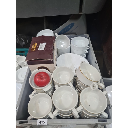 415 - A large assortment of vintage porcelain, including Royal Doulton and Gural Poselen soup bowls, Royal... 