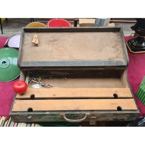 425 - Vintage wooden carpenters toolbox, exhibiting patina and character.