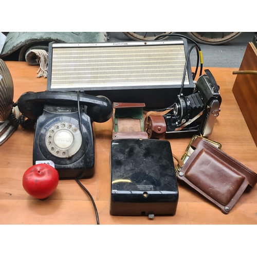 439 - A wonderful selection of 6 nostalgic vintage items. Including a rotary dial telephone and a vintage ... 