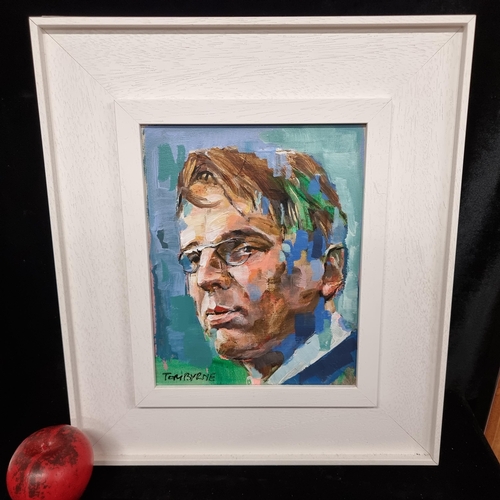 101 - Star Lot: A vibrant original Tom Byrne (b. 1962) acrylic on canvas painting featuring a portrait of ... 