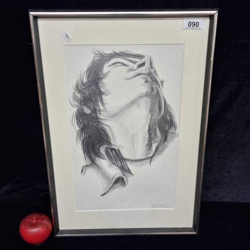 90 - A fabulous original graphite on paper drawing. Featuring a portrait of Mick Jagger in high contrast ... 