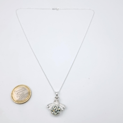 80 - A sterling silver pendant necklace set with an aquamarine stone. Length of chain - 46 cms. Weight - ... 