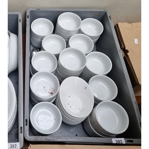 393 - A large selection of approx. 25 white soup bowls. In good order.