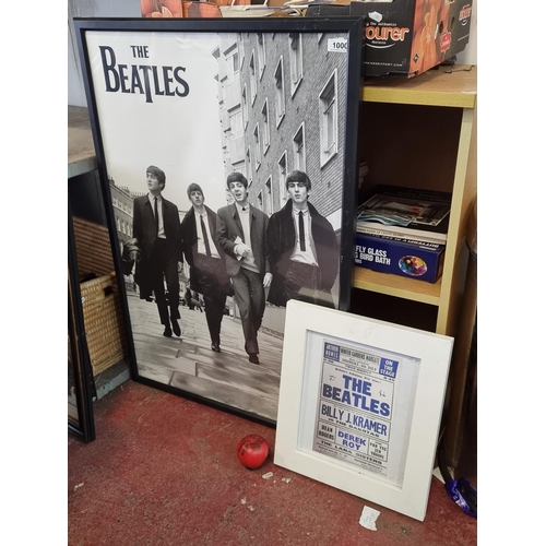 1000 - Two high quality iconic Beatles memorabilia posters. One large poster housed in a smart black frame ... 