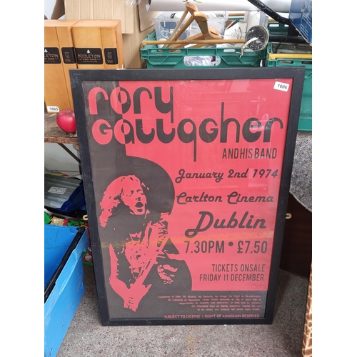 1006 - A superb print of a poster of Rory Gallagher concert poster dating January 1974 event at Carlton Cin... 