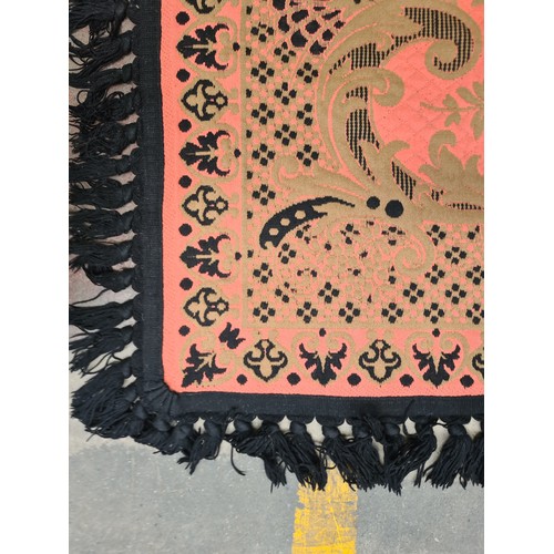 376 - An exquisite quality wool floor rug with vibrant pink and black patterns. Really lovely large rug fr... 