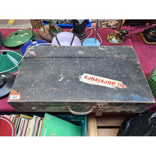 425 - Vintage wooden carpenters toolbox, exhibiting patina and character.