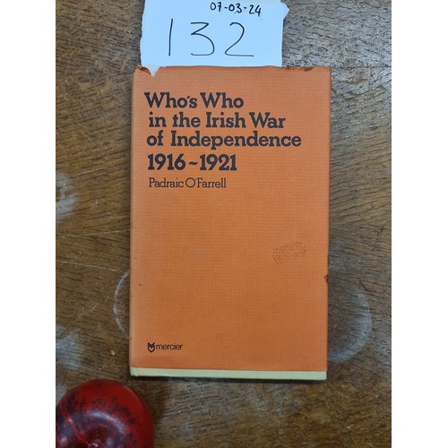 An incredible hardback vintage book titled 'Who’s Who in the Irish War of Independence 1916-1921.' by Padraic O'Farrell, published by The Mercier Press Dublin and Cork 1980. Comes with original dust jacket. RRP: €175.00 on www.deburcararebooks.com
