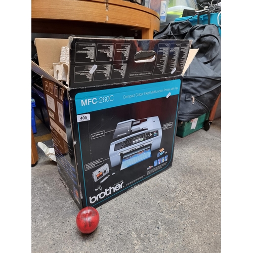 405 - A Brother MFC-260C compact colour ink jet multifunction printer with fax. With additional new ink.