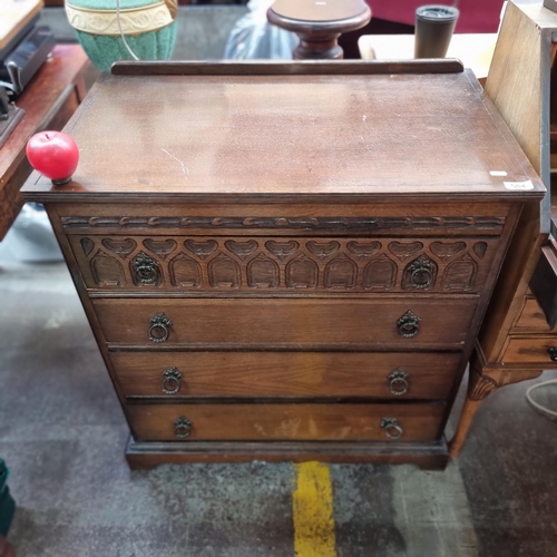 584 - Star Lot : An impressive Victorian oak chest of drawers comprising of four pull out drawers with bra... 