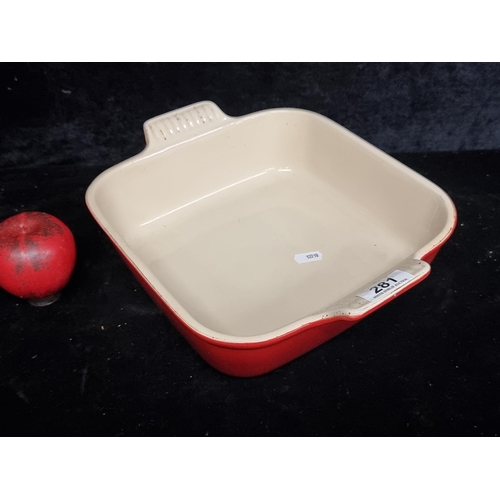 281 - A large Le Creuset square stoneware oven proof dish in very good condition.