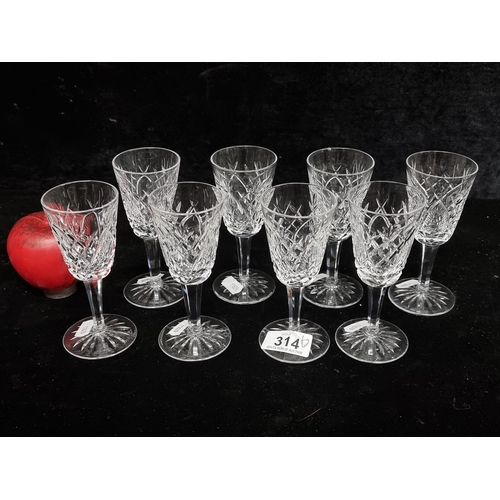 314 - A striking set of eight Waterford Crystal stemmed drinking glasses in the Shannon Jubilee pattern. S... 