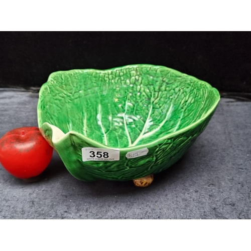 358 - A vintage large Secla majolica ceramic lettuce leaf bowl.