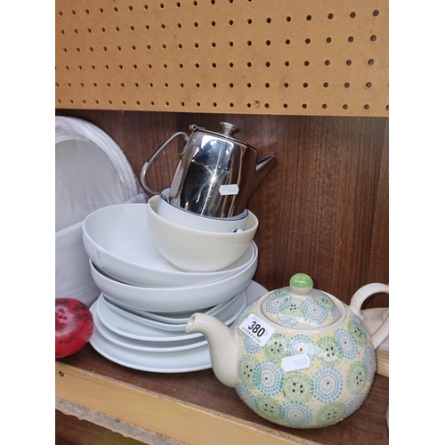 380 - Eleven pieces of tableware including a Carraig Donn speckled teapot.