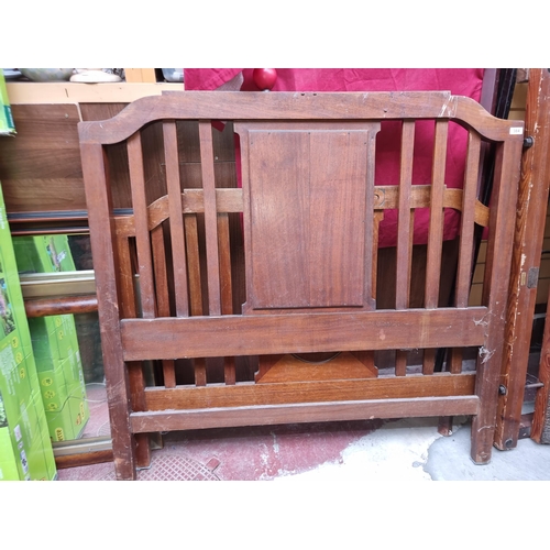 384 - A full vintage double 4'6 bedframe with headboard, footboard and side pieces and springs  by Hiltons... 