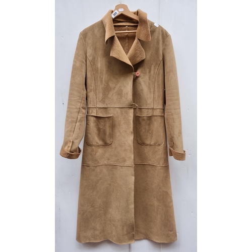 389 - A lovely beige suede, leather  overcoat size medium.