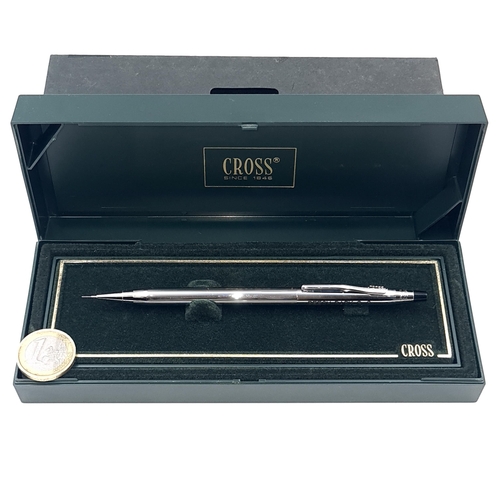 541 - A Cross propelling pencil in polished chrome body with beech park golf club insignia.