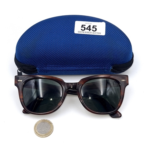 545 - A pair of Rayban sunglasses with faux tortoise shell frames. Marked USA. Comes in original box.