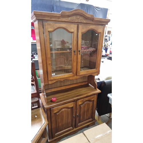 609 - Star Lot : An impressive vintage style kitchen display cabinet / unit with double fronted glass door... 