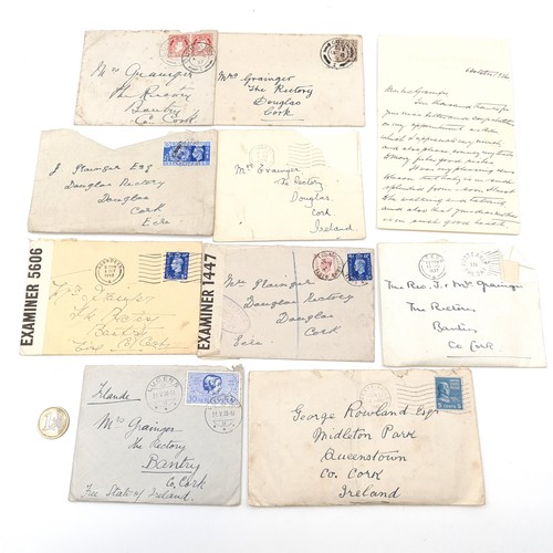 556 - A collection of 1920s-1940s written correspondents to Irish Cork addresses, with stamped envelopes a... 