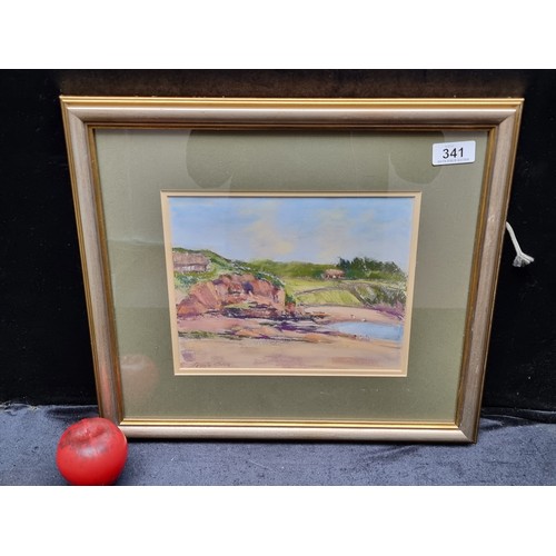 341 - A wonderful Rosalie Giles (Irish) pastel on paper painting titled 'Children Playing at the Beach'. F... 