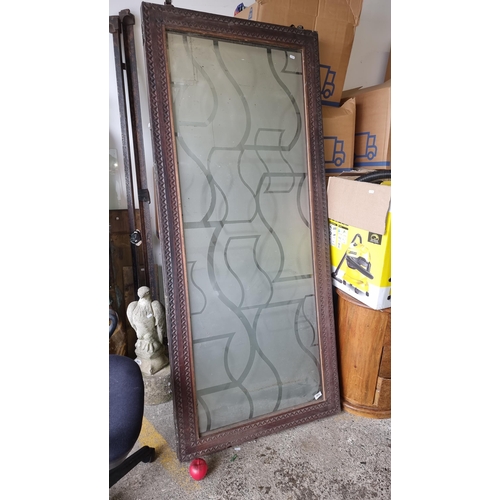 946 - Star Lot : Two Elegant Edwardian mahogany-framed folding glass screen. So four glass opaque panels a... 