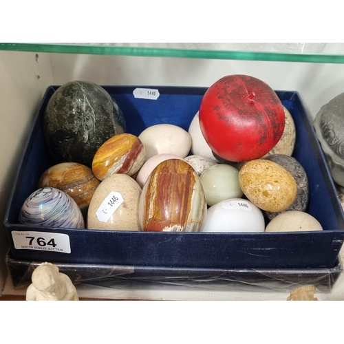 764 - A Fabulous  large assortment of Marble and onyx ornamental eggs, circa 1970.