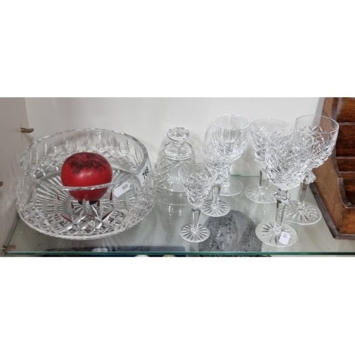 768 - Eight stunning pieces of Waterford Crystal including a large fruit bowl, a bell with etched detail r... 