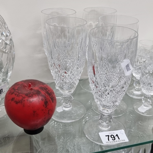 791 - Star Lot : Five large gorgeous Waterford Crystal stemmed drinking glasses in the Colleen pattern. Al... 