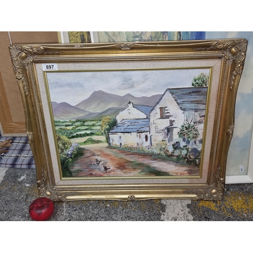 897 - A charming vintage original oil on board painting titled 