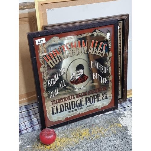 899 - A vintage advertising bar / pub mirror for Huntsman Ales housed in a wooden frame. Art House Solutio... 