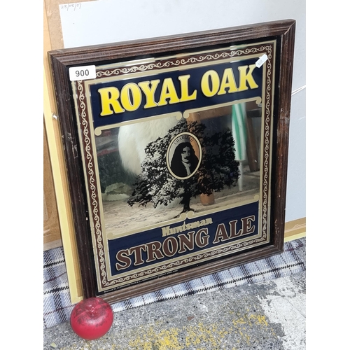 900 - A vintage advertising bar / pub mirror for Huntsman Strong Ale housed in a vintage wooden frame.