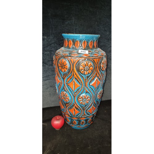 854 - Star Lot : A huge art studio floor vase pottery West German Lava vase by Bay Keramiek in tones of re... 