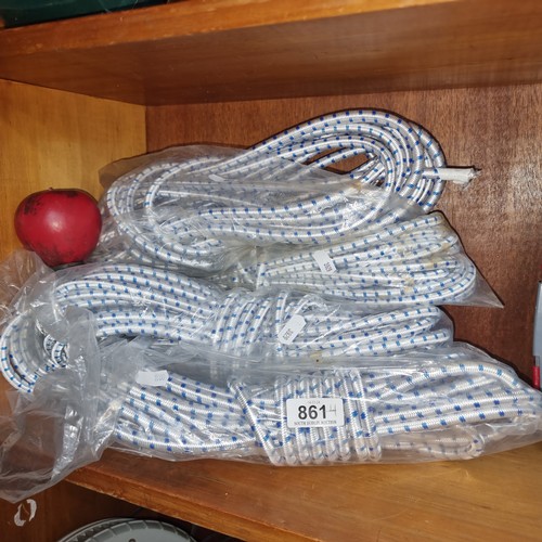 861 - Five long lengths of new nylon rope 
.