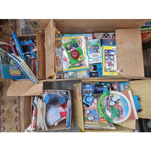 890 - A massive collection of (4 Large boxes)  Thomas the Tank Engine memorabilia including comic books, s... 