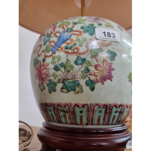 183 - Star Lot : A wonderful antique Chinese porcelain table lamp. Featuring stunning hand painted floral ... 