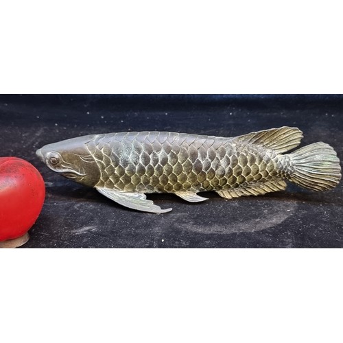 223 - Star lot : A wonderful heavy bronze antique sculpture of a Japanese Koi fish. From a very fine home ... 