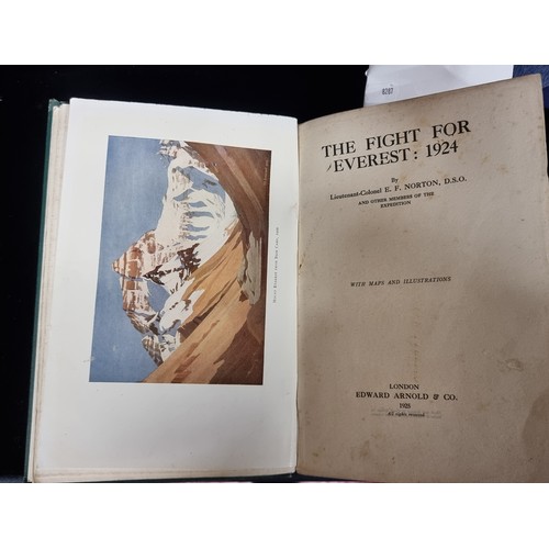 266 - A fabulous 1925 First Edition hardback book titled 'The Fight For Everest : 1924' by Lieutenant - Co... 