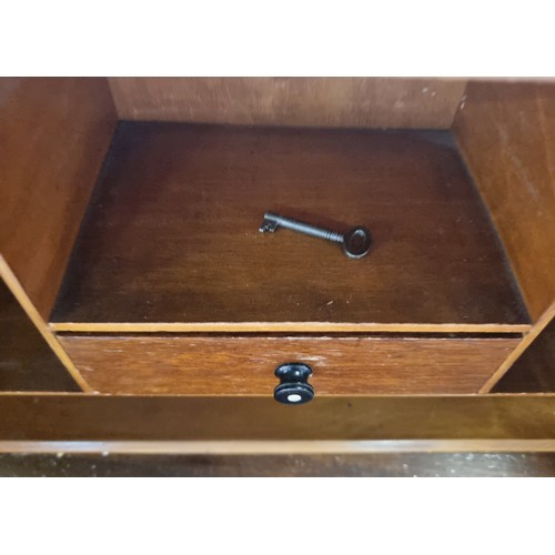 585 - A beautiful early 20th century writing desk with three pull out drawers Bakelite handles and cabriol... 