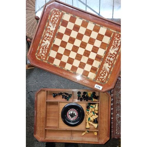 614 - Star Lot : A wonderful Sorrento games table with removable, reversable top featuring chess board des... 